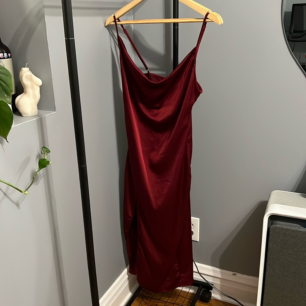 burgundy cowl neck dress NWOT